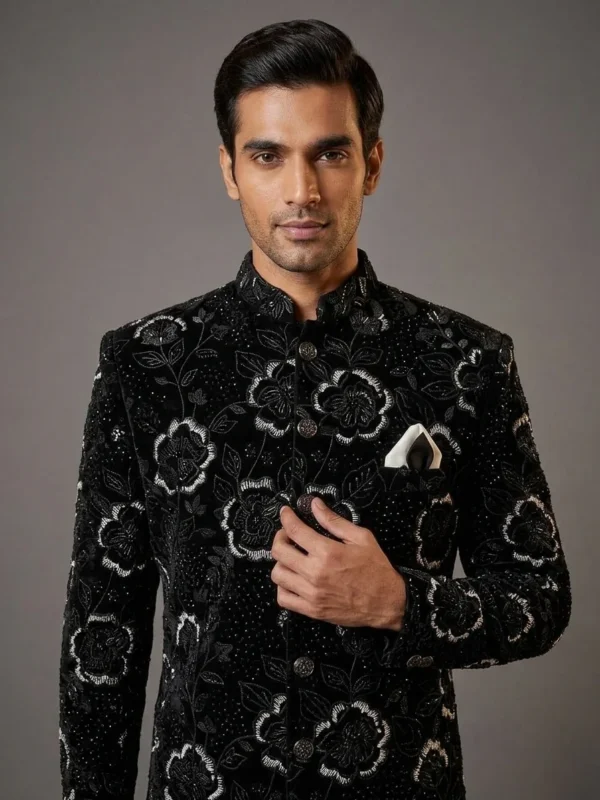 indo western sherwani black outfit