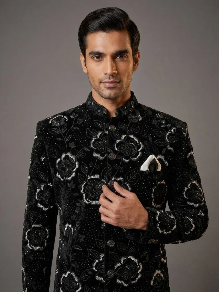 indo western sherwani black outfit